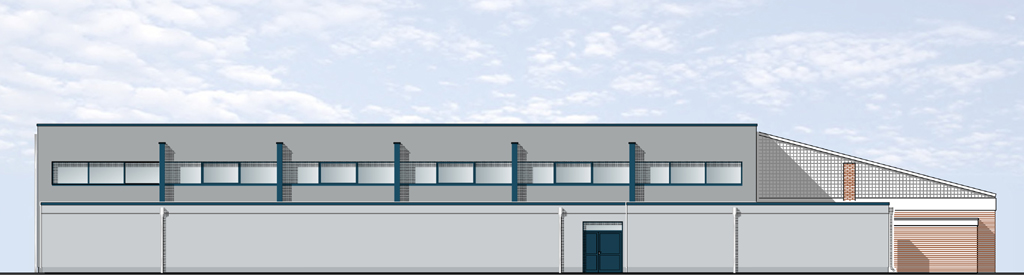 Fassadenzeichnung der Sporthalle Kleinburgwedel
